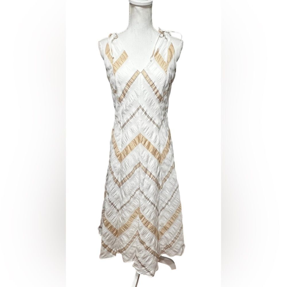 Pearl by Lela Rose‎ textured chevron print midi dress medium